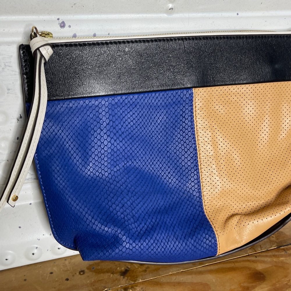 Banana Republic Colorblock Mixed-Media Leather Wristlet Clutch y2k - Picture 2 of 9